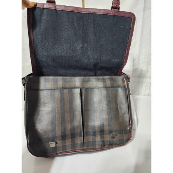 Authentic Burberry Smoked Check Crossbody/Messenger Bag Wine/Brown - Picture 7 of 16